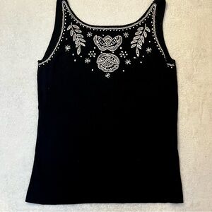 Vintage Principe Silk Embroidered Black Tank Top Size Medium ClassicCore